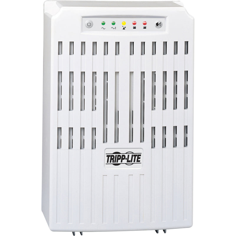 Side angle view of Tripp Lite SMART2200VS UPS showing ventilation design and status indicators