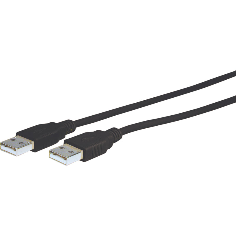 Black USB 2.0 Type A male to female extension cable with molded strain relief connectors