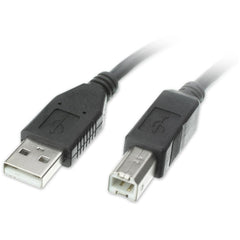 USB2AB6ST USB 2.0 A Male To B Male Cable 6ft. Data Transfer Cable 480 Mbit/s Strain Relief Molded Black:  6ft. Data Transfer Cable: 2m Dataoverførselskabel 480 Mbit/s: 480 Mbit/s Strain Relief: Trækaflastning Molded: Støbt Black: Sort