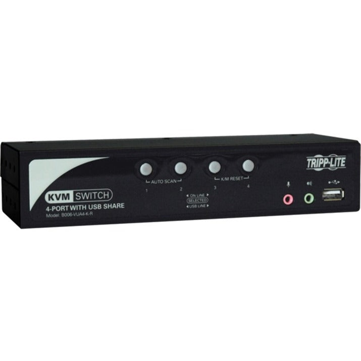 Tripp Lite B006-VUA4-K-R KVM Switchbox 4-poorts USB PS/2 Desktop Rack-Mountable 2048 x 1536 Resolutie 3-jarige Garantie