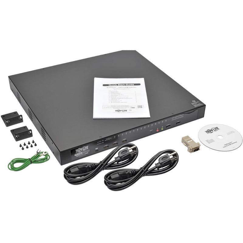 Tripp Lite NetDirector KVM switch with included accessories and installation materials