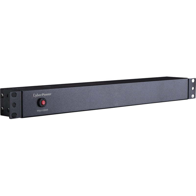 Angled view of CyberPower PDU showing industrial construction and mounting points