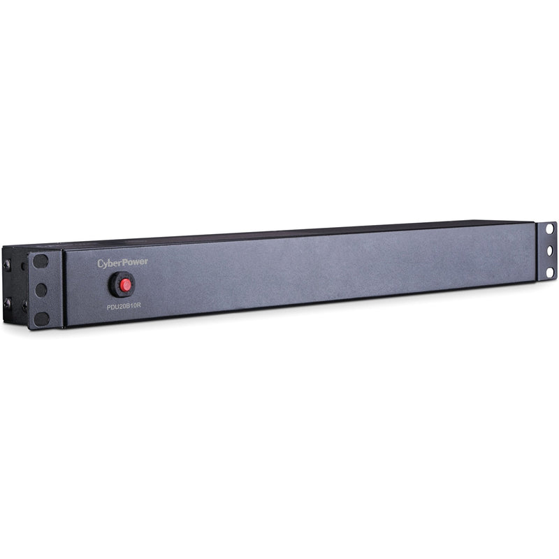 Angled view of CyberPower PDU20B10R showing sturdy construction and mounting points