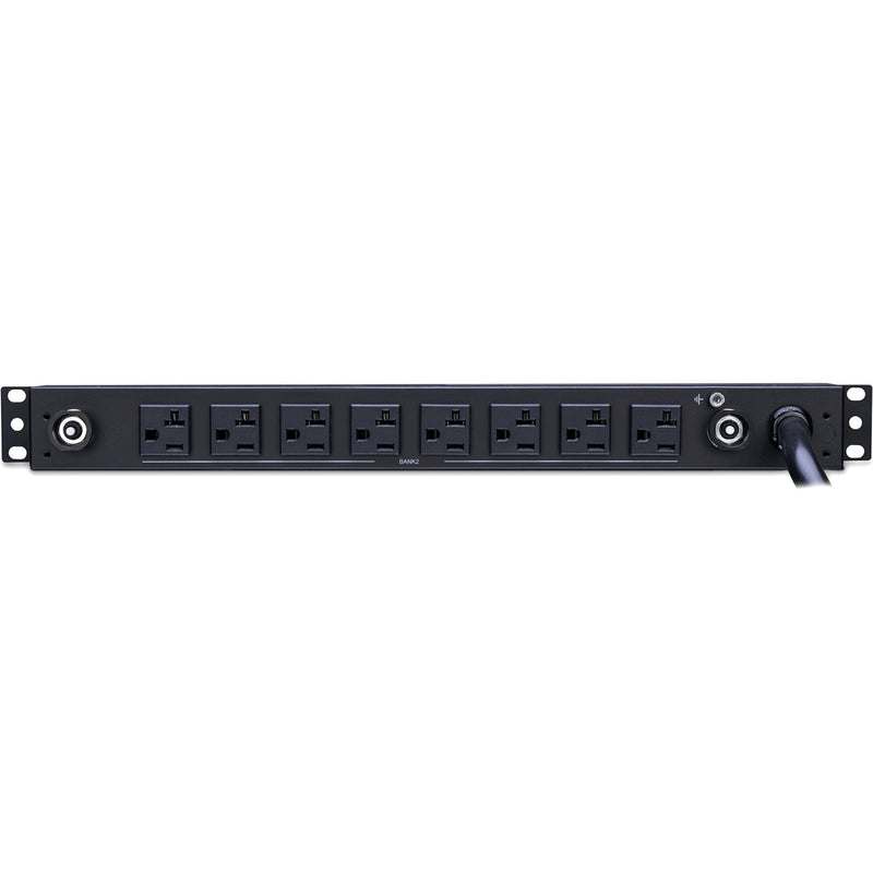 Rear view of PDU showing 8 outlets and power input connections