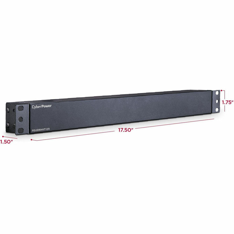 Dimensional diagram showing PDU measurements: 17.50" x 1.75" x 1.50"