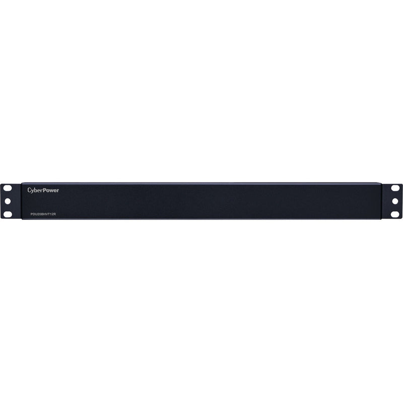 Front view of CyberPower PDU20BHVT12R showing 1U rack-mount design with CyberPower branding