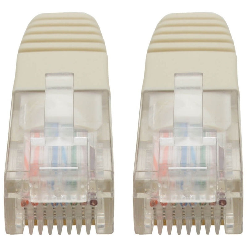 Detailed view of RJ45 connector internal wiring and strain relief design