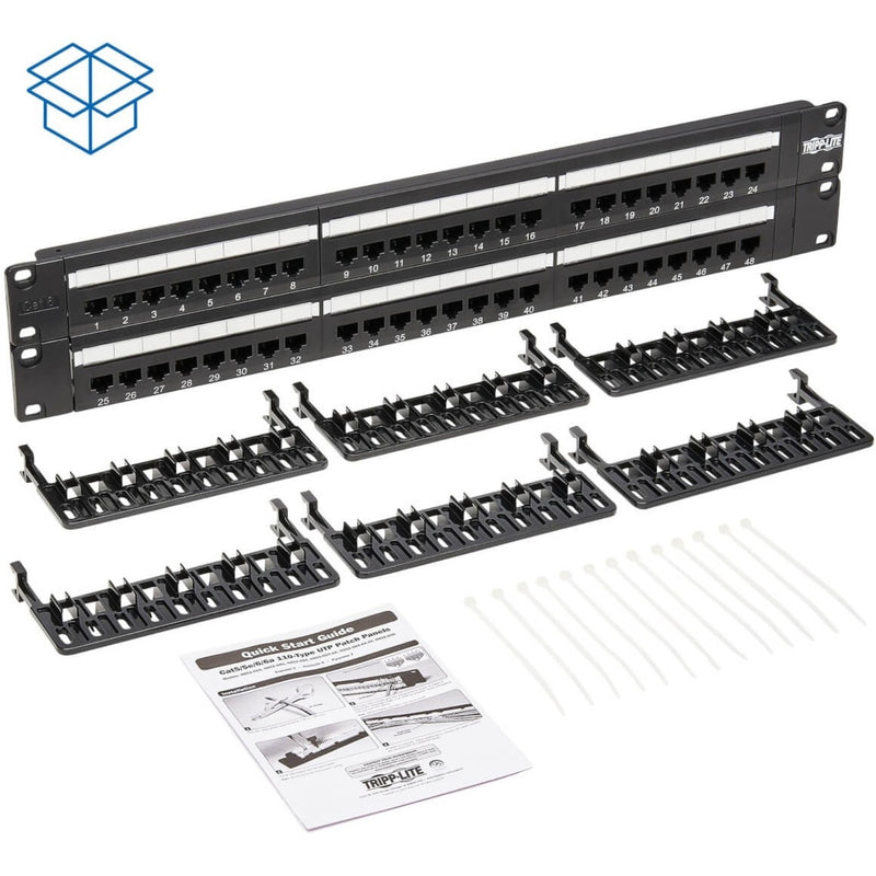 Complete package contents of N252-048 including panel, mounting hardware, and documentation