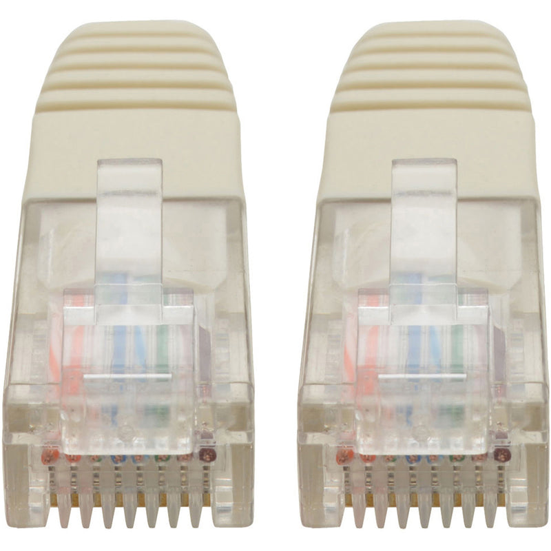 Front view of dual RJ45 connectors showing internal wiring and contacts