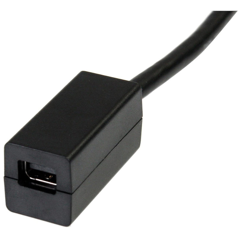 Detailed view of Mini DisplayPort female connector end with strain relief