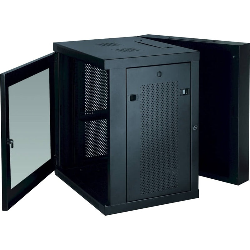 Open view of SRW12USG cabinet showing swing-out design and internal access