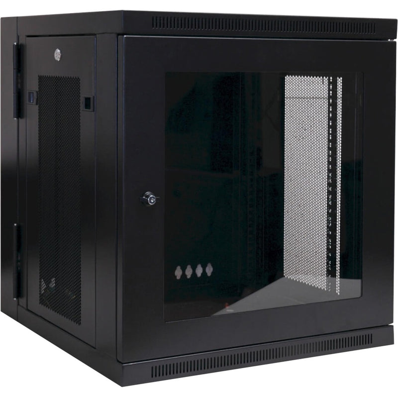 Front view of Tripp Lite SRW12USG wall mount rack enclosure showing plexiglass door and ventilated panels