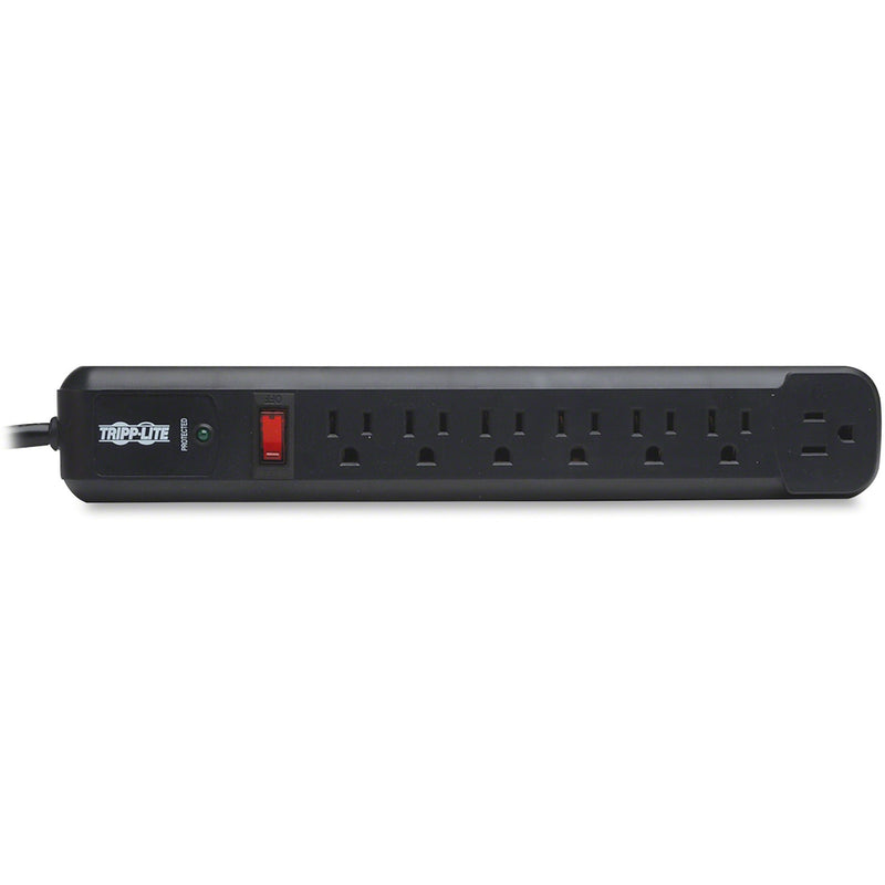 Top view of Tripp Lite surge protector showing all outlets and indicators