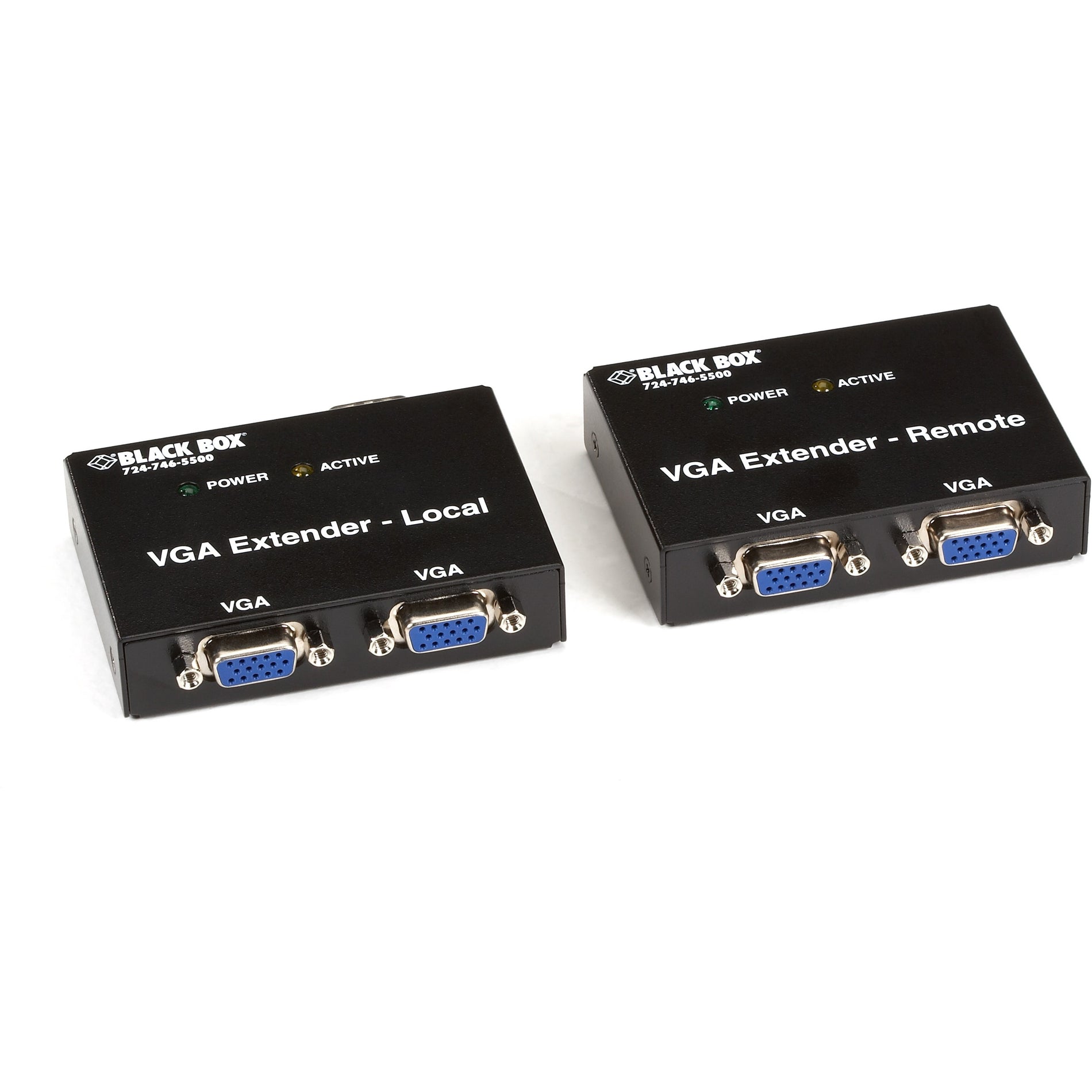 Sort Boks AC555A-R2 VGA forlænger Kit 2-Port Lokal 2-Port Fjernbetjening 500 ft Rækkevidde