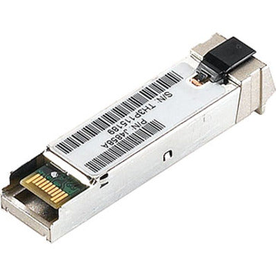 HPE E SFP Module JD119B with LC connector interface and metal housing for 1000Base-LX network connectivity