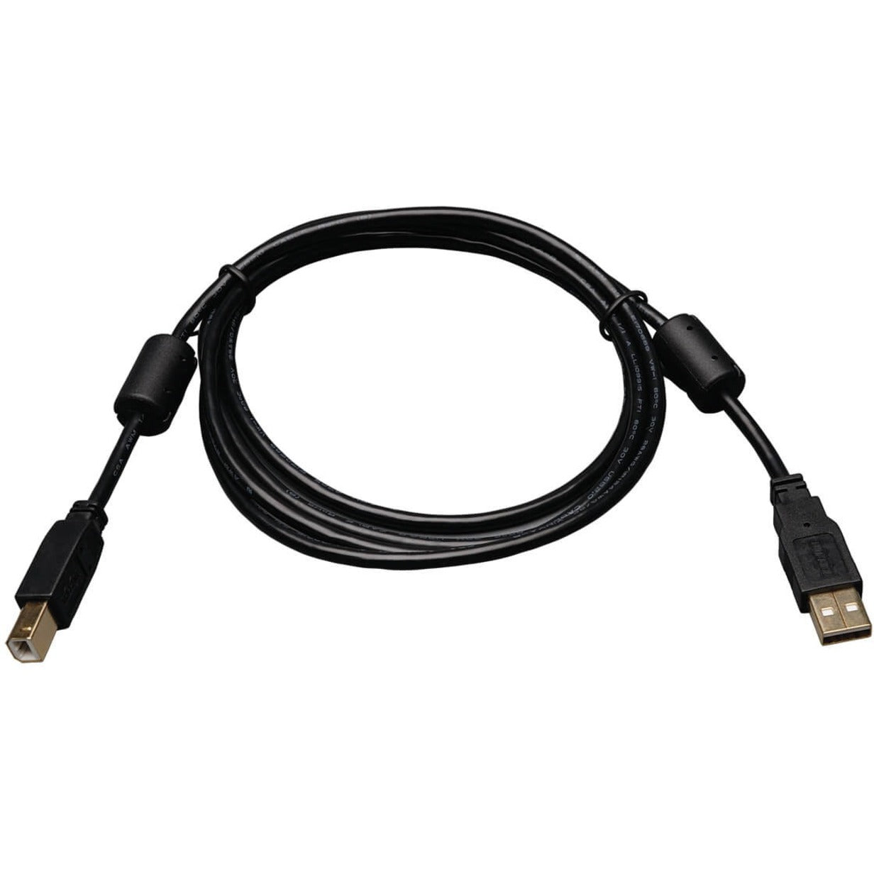 تريب لايت U023-006 6 قدم كبل USB2.0 A/B ذهبي مع ملفات مساعدة، كبل نقل البيانات