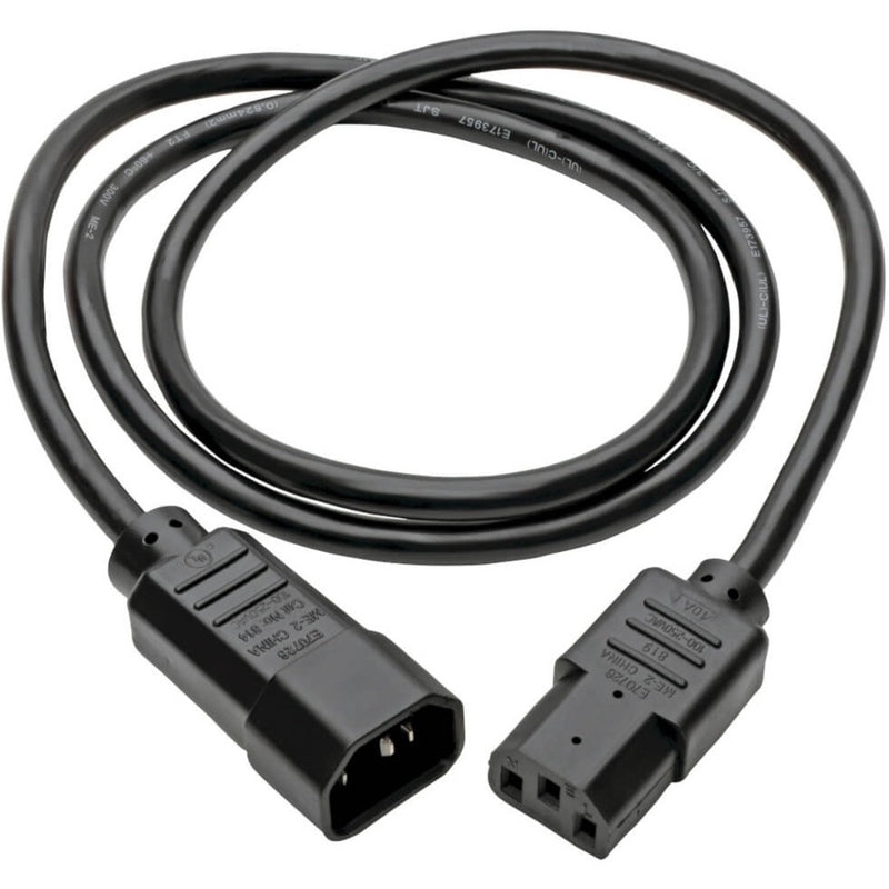 Full length view of Tripp Lite P004-004 power extension cord showing cable flexibility