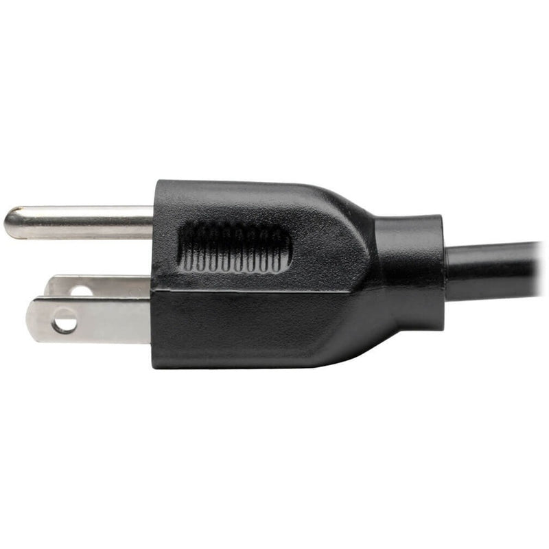 Close-up profile view of power cord NEMA plug construction