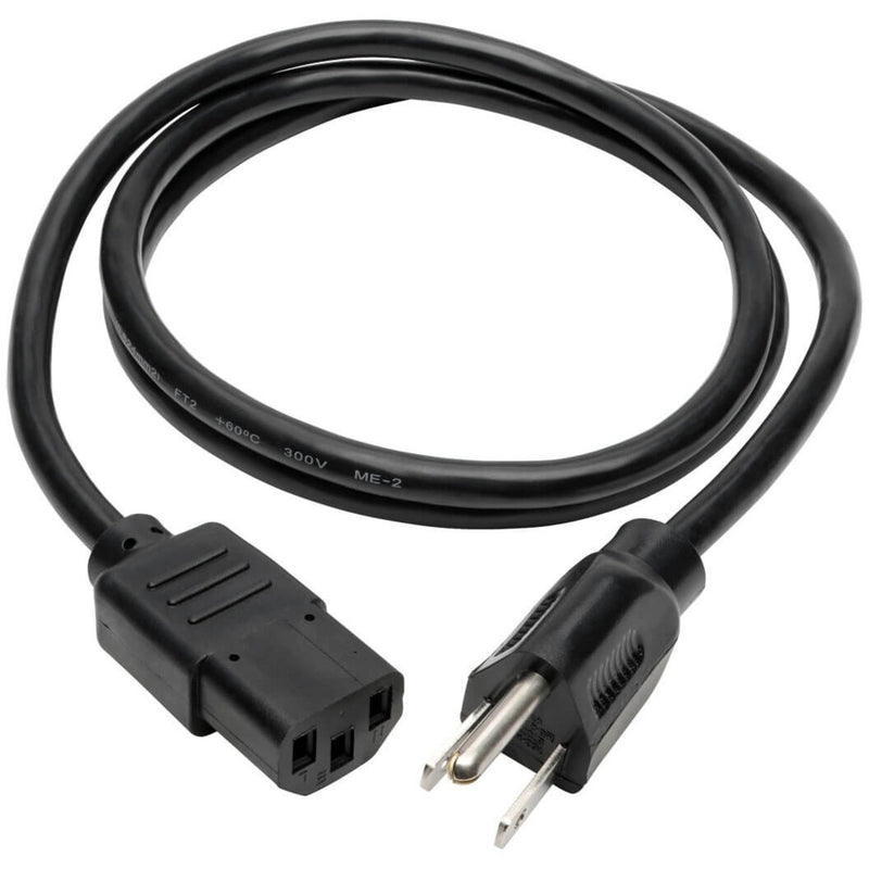 Full length view of 4-foot black power cord showing both connector ends