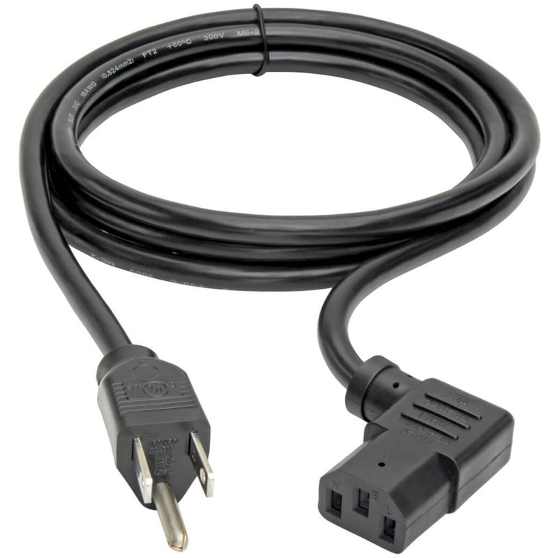 Full length view of 6-foot black power cord with NEMA and IEC connectors