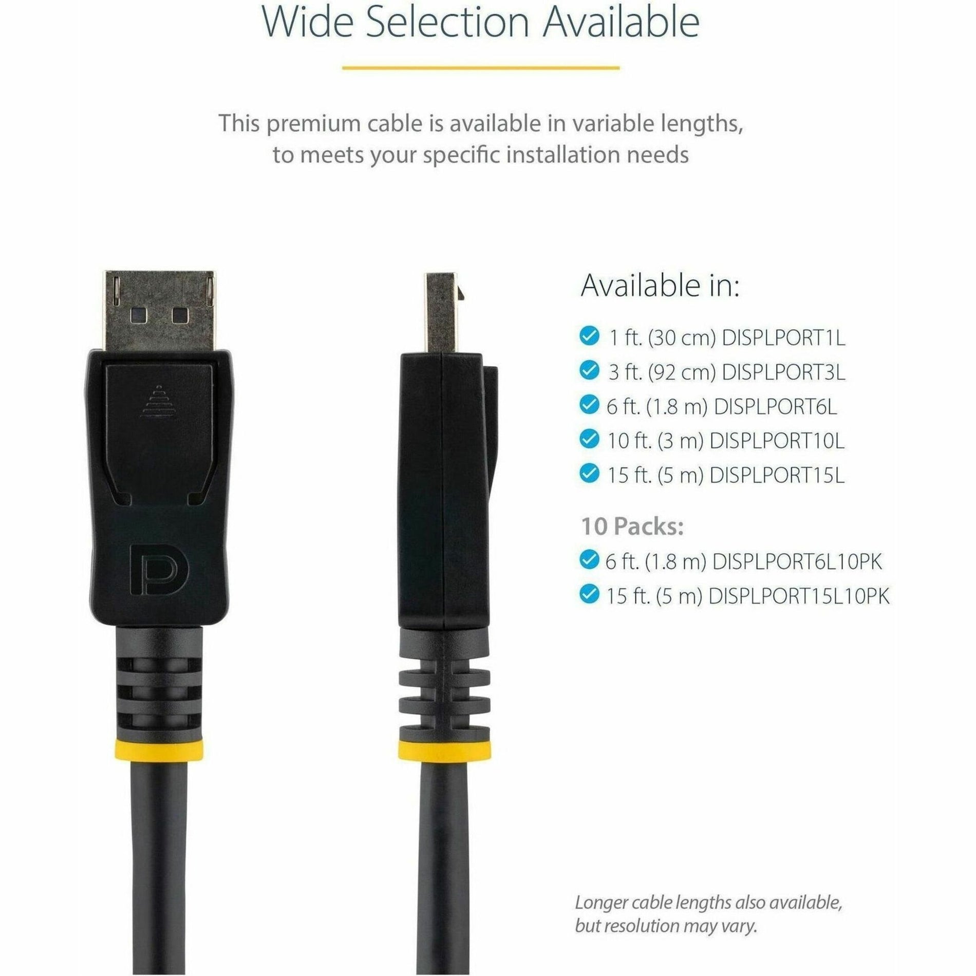 品牌名称：StarTech.com StarTech.com DISPLPORT1L 1 ft 短 DisplayPort 1.2 线缆，带锁扣 M/M，4k 视频线缆