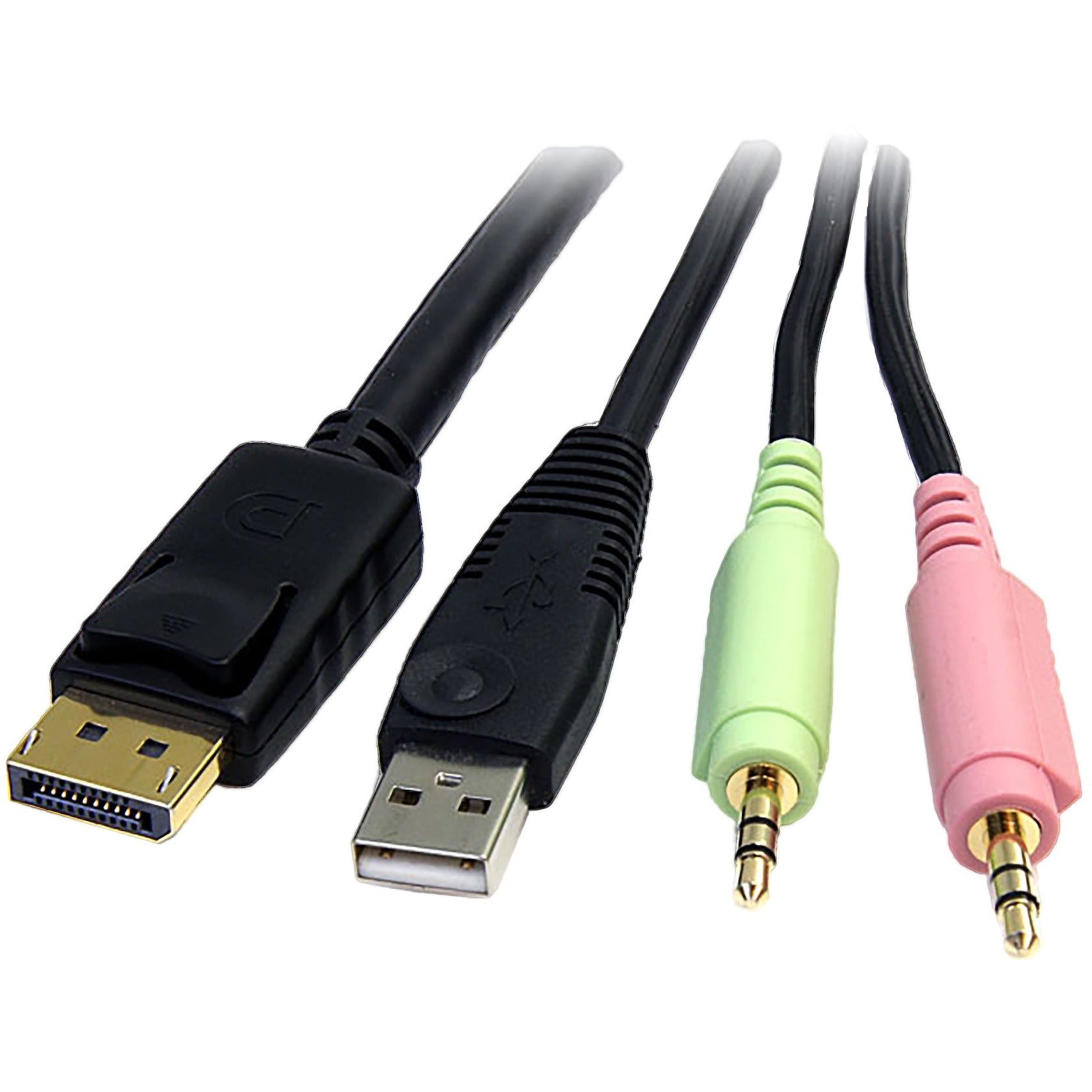 StarTech.com DP4N1USB6 6 ft 4-in-1 USB DisplayPort KVM Switch Cable, Molded, Strain Relief, Gold Plated Connectors