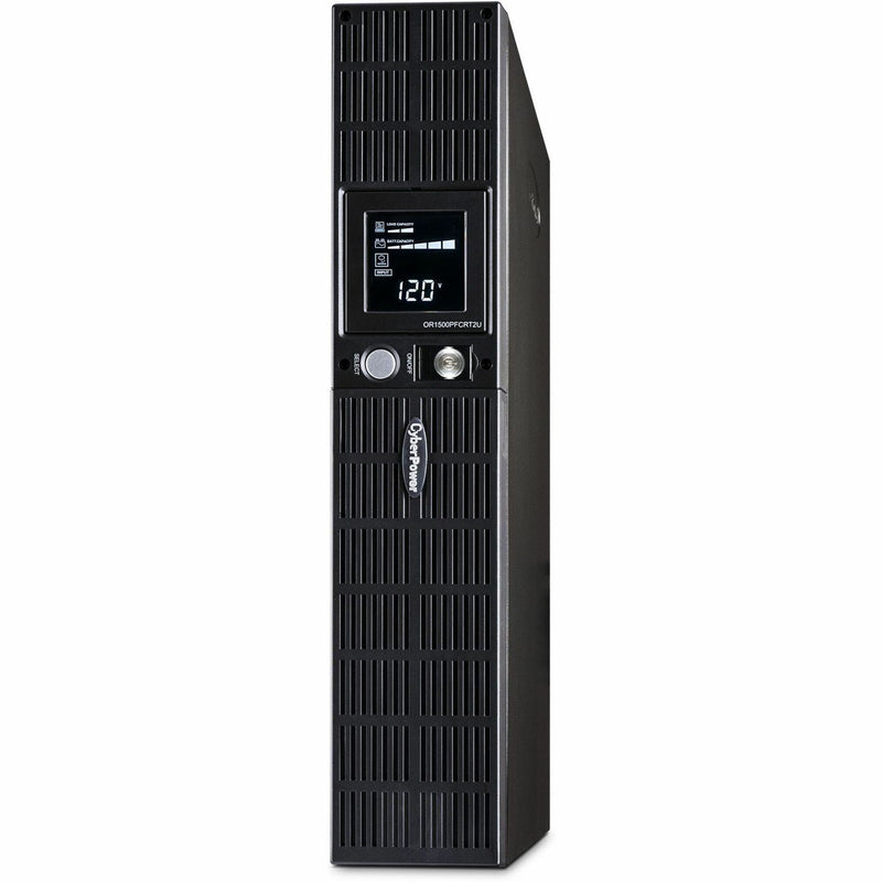 CyberPower OR1500PFCRT2U UPS in tower orientation showing front panel and ventilation design