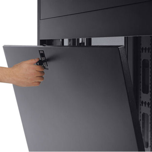 Demonstration of quick-release side panel mechanism on SR42UBDP cabinet-alternate-image4