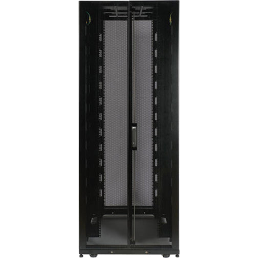 Front view of SR42UBDPWD 42U server cabinet showing perforated mesh doors and robust frame construction