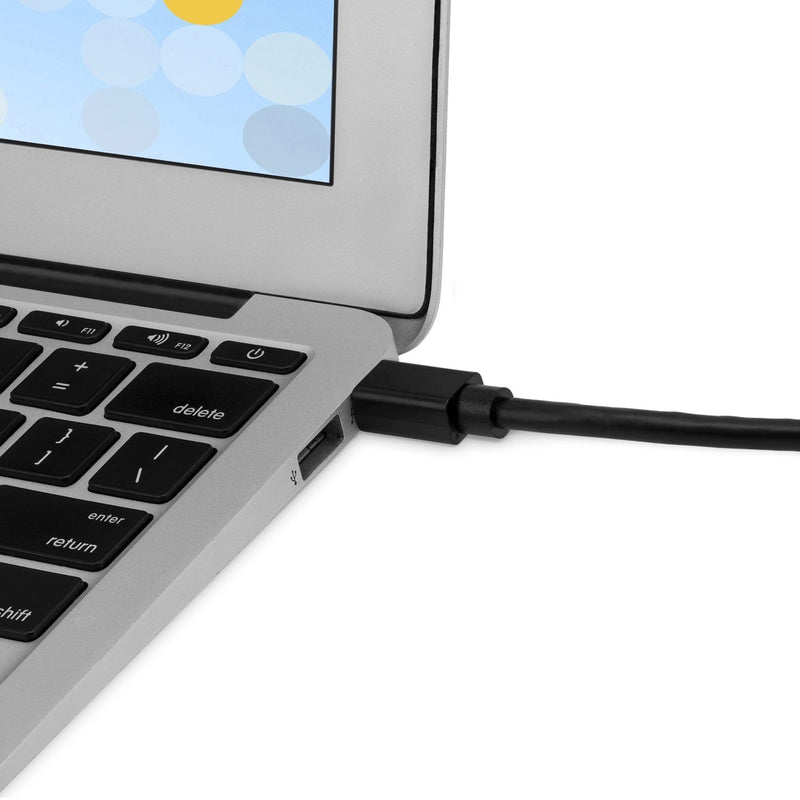 Close-up of Mini DisplayPort connector being inserted into laptop port