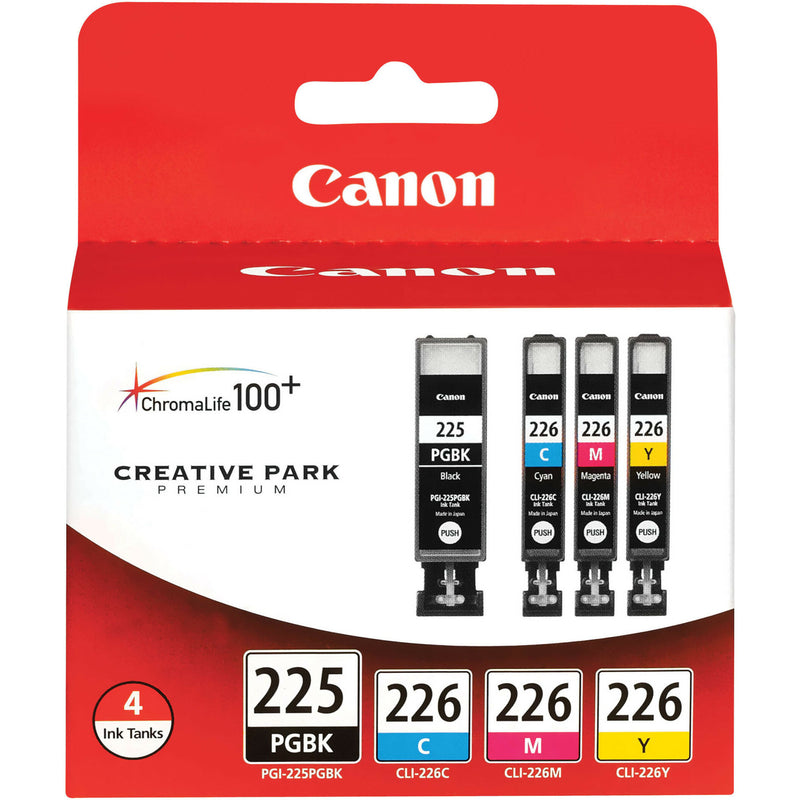 Canon PGI-225 CLI-226 4-color value pack showing black, cyan, magenta and yellow ink cartridges in retail packaging