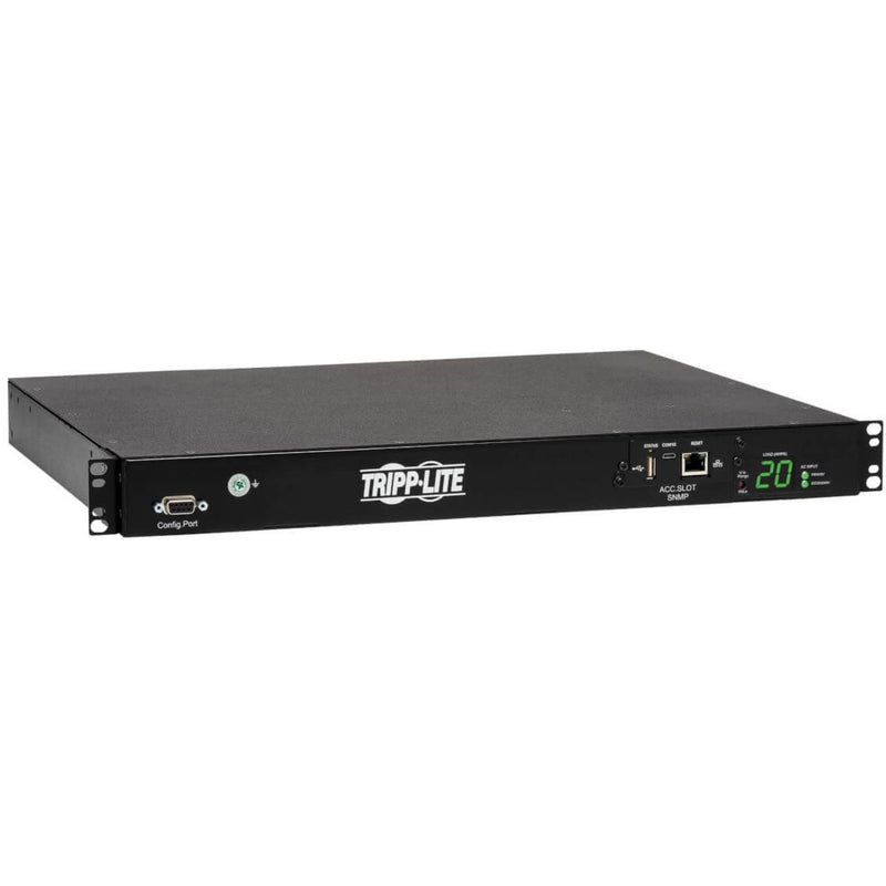 Front view of Tripp Lite PDUMH20HVATNET PDU showing digital display and network management interface