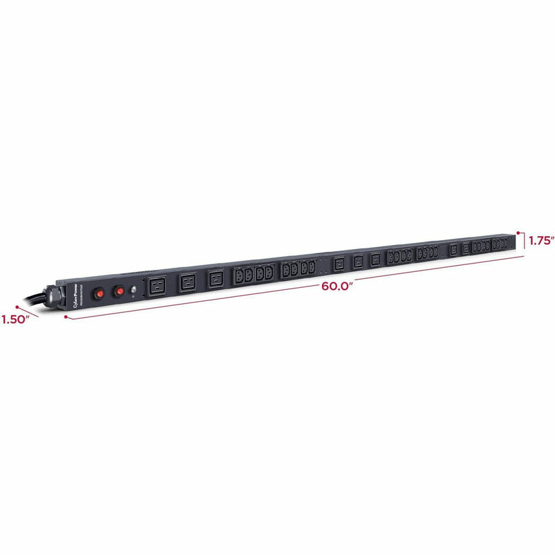 Dimensional view of PDU with measurements labeled