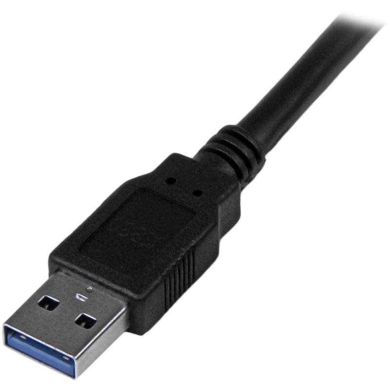 Detailed view of StarTech.com USB 3.0 Type-A connector showing strain relief and blue USB port