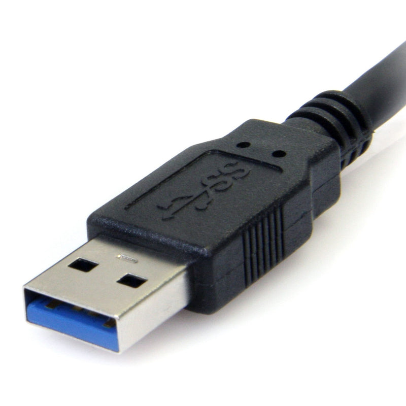 Close-up of USB 3.0 Type A connector highlighting blue USB 3.0 components and connector design