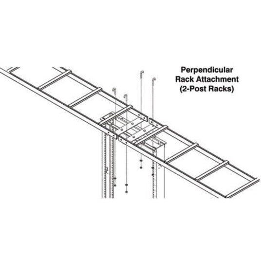 Technical diagram showing extended ladder support system and mounting points