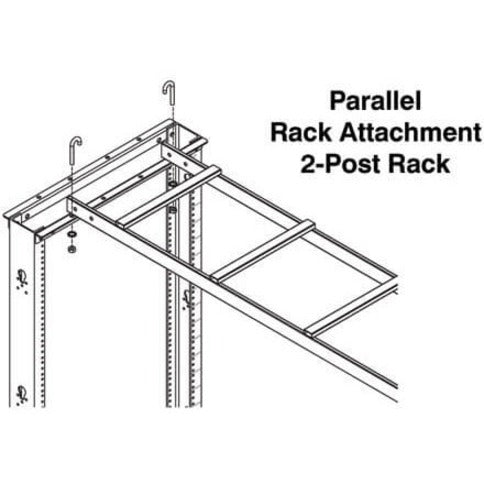 Diagram showing parallel rack attachment configuration for 2-post rack installation