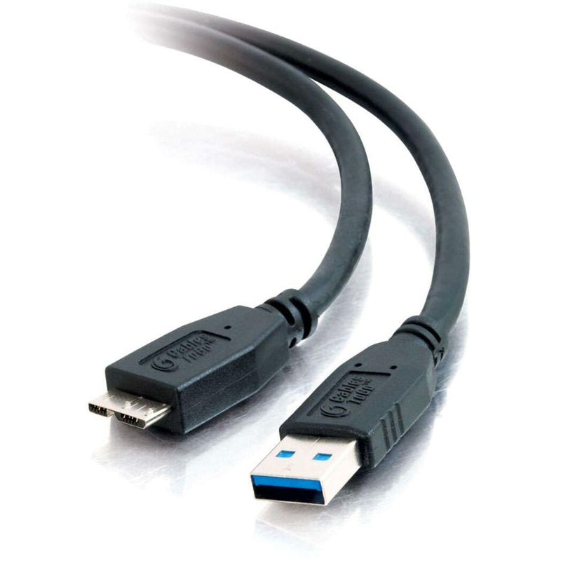 Close-up view of USB 3.0 Type A and Micro B connectors with blue indicator showing SuperSpeed compatibility