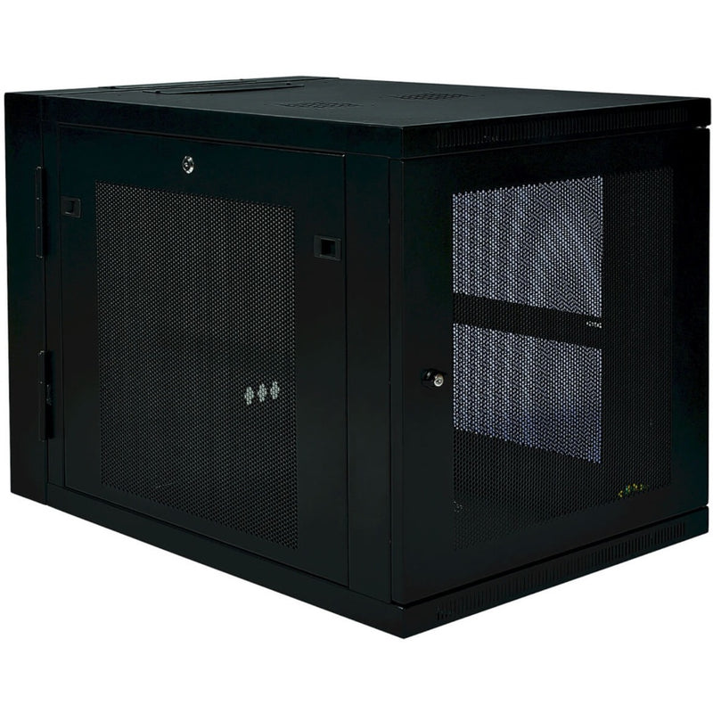 Front view of Tripp Lite SRW12US33 12U wall-mount rack enclosure showing ventilated mesh door panels