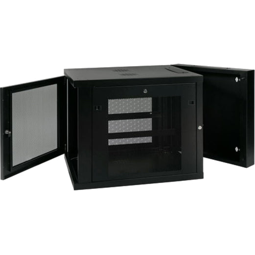 Side view of SRW12US33 cabinet showing swing-out functionality with open doors-alternate-image2