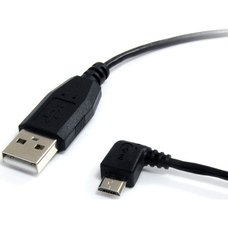 StarTech USB-A to left-angled Micro USB cable showing both connectors