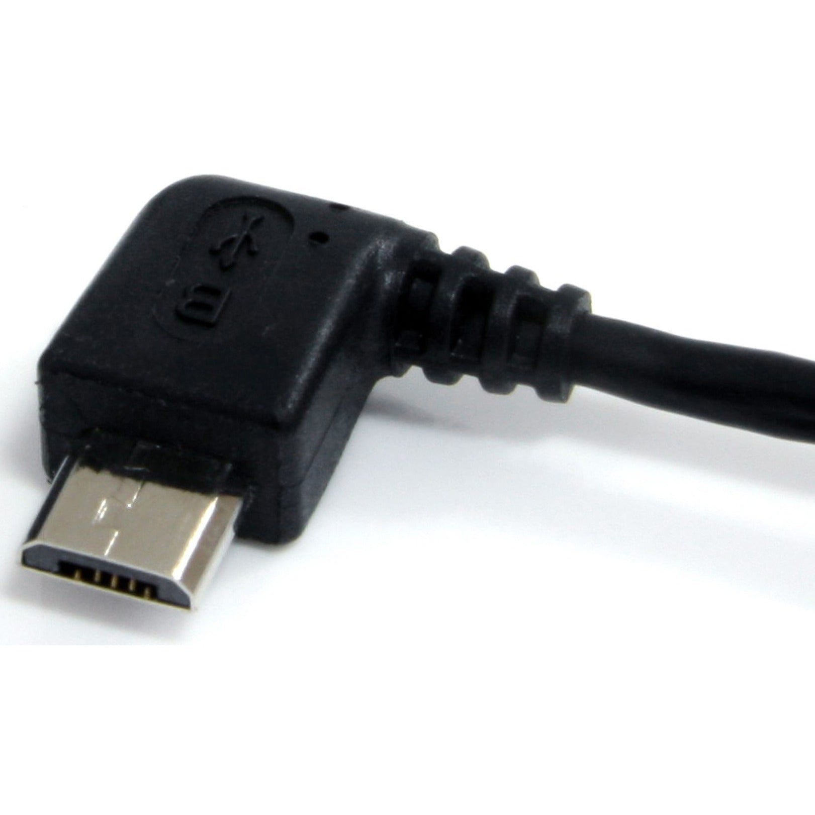 StarTech.com UUSBHAUB1LA 1 ft Micro USB Cable - A to Left Angle Micro B, Charging and Data Transfer, Black