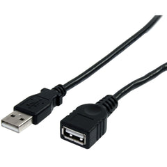 كابل تمديد USB 2.0 بطول 10 أقدام أسود A إلى A - مذكر / مؤنث من StarTech.com، مصبوب، مرن، مع تخفيف للضغط، سرعة نقل بيانات 480 ميجابت في الثانية