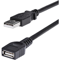 ستارتيك.كوم كابل تمديد USB 2.0 بطول 6 أقدام أسود A إلى A - ذكر/أنثى، كابل نقل بيانات مرن وقابل للتشكيل