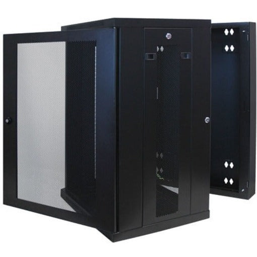 Side view of SRW18US cabinet demonstrating swing-out wall mount functionality