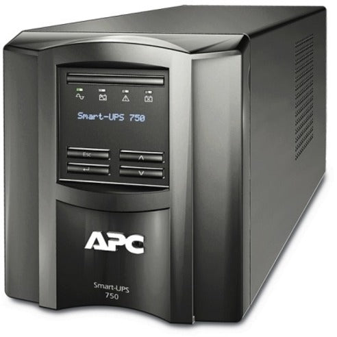 Front view of APC Smart-UPS SMT750I showing LCD display panel and control interface