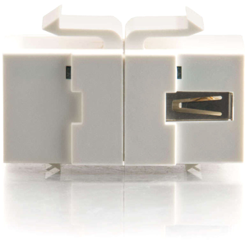 Profile view showing compact design of white USB keystone module-alternate-image4