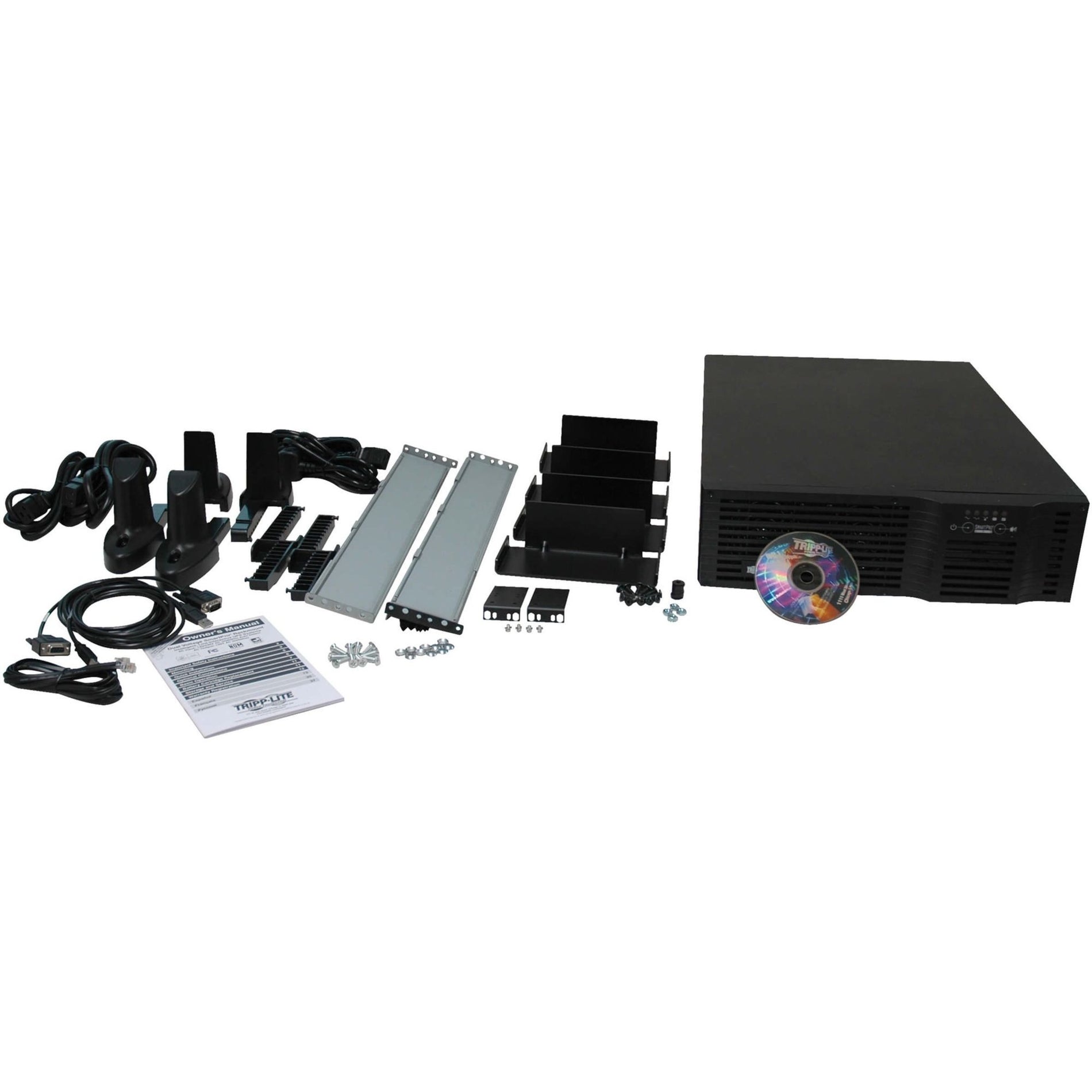 Complete package contents of Tripp Lite SmartPro UPS including mounting hardware, cables, and accessories-alternate-image4