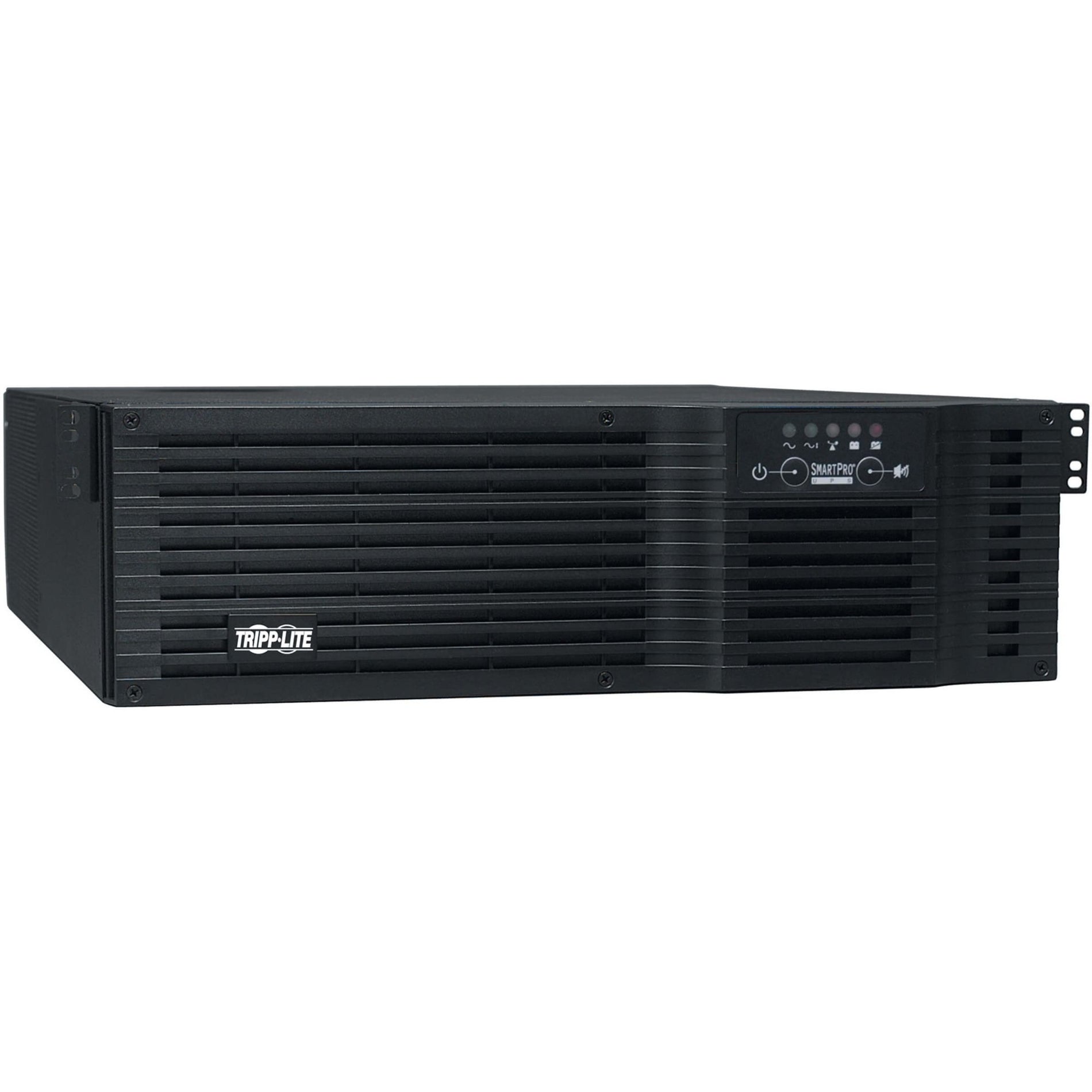 Front view of Tripp Lite SmartPro 2200VA UPS system in 3U rack-mount configuration showing LED status display-alternate-image1