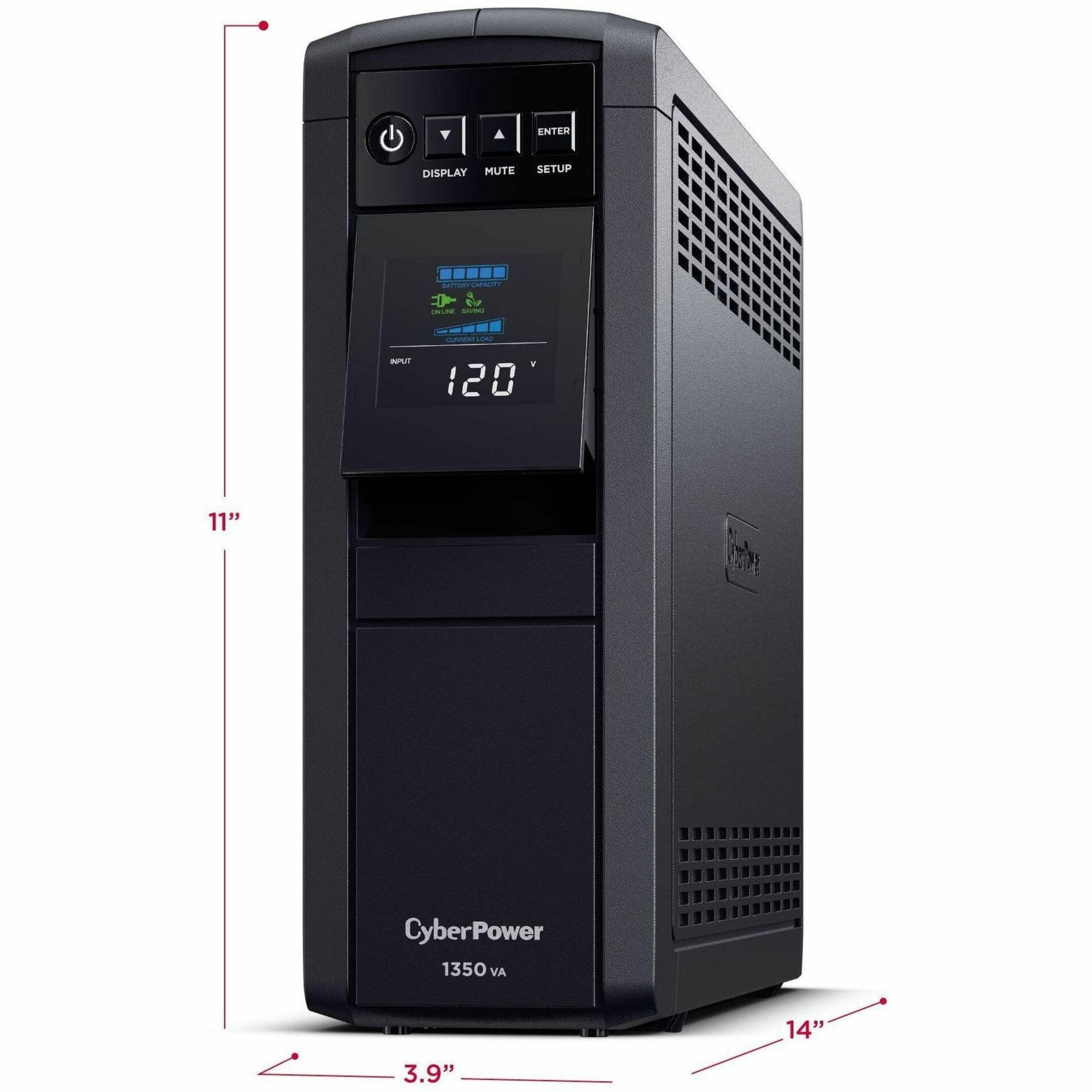 Dimensional view of CyberPower CP1350PFCLCD with measurements-alternate-image6